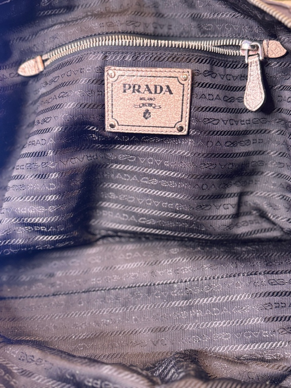 Prada Authentic Metallic Taupe Leather Satchel EUC with Auth Cards & COA - Picture 14 of 15